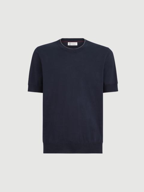 Brunello Cucinelli Cotton lightweight knit T-shirt with contrast details