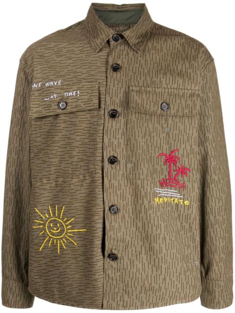 PRESIDENT’s motif-embroidered cotton shirt