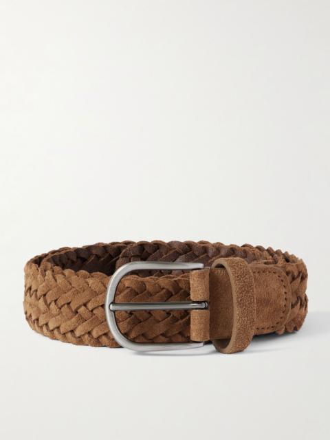 Anderson's 3.5cm Woven Suede Belt Brown