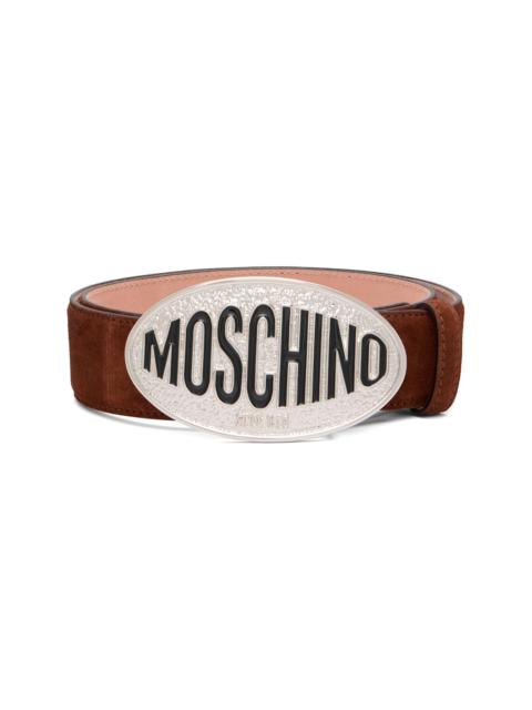 Moschino Brown Logo Hardware Belt