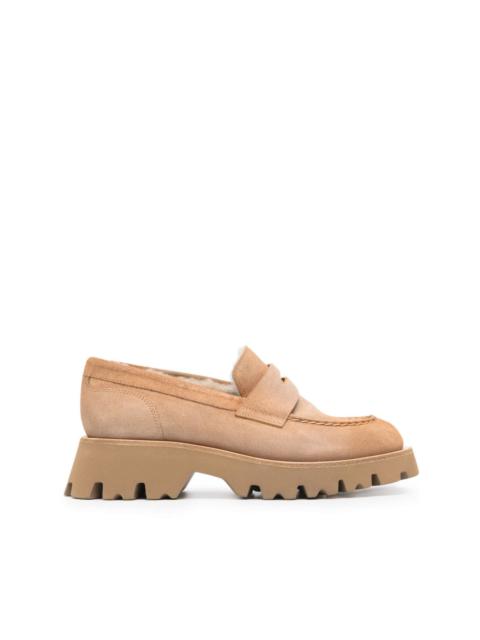penny slot suede loafers