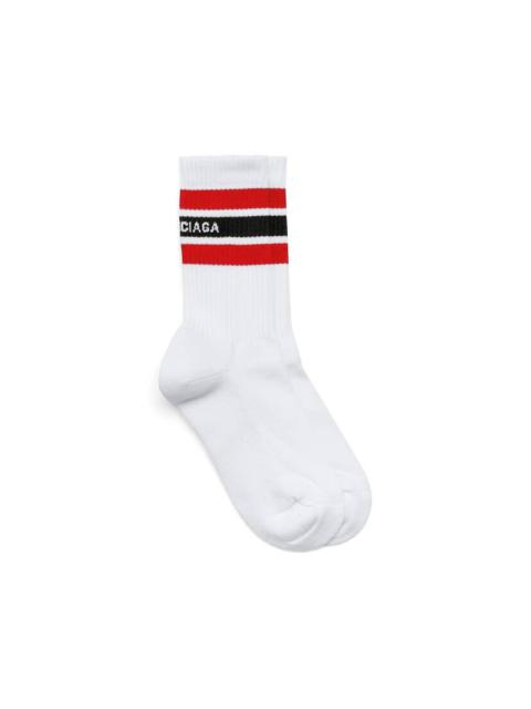 Men's Balenciaga Striped Socks in White
