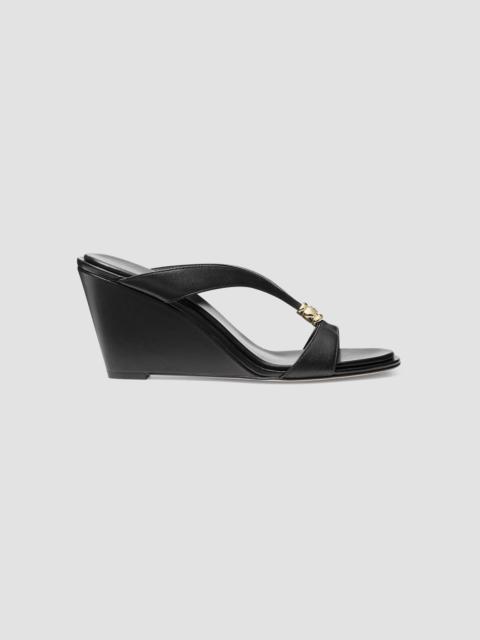 MICHAEL KORS Women's Cherie 75MM Leather Slip-On Wedge Sandals - Black