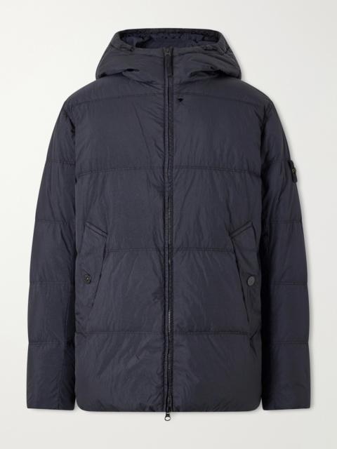 Stone Island Garment-Dyed Crinkled Shell Down Hooded Jacket
