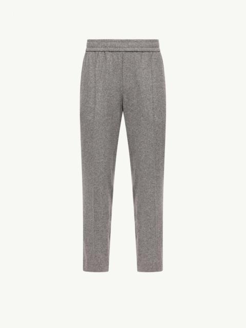 Moncler Leather Logo Flannel Pants