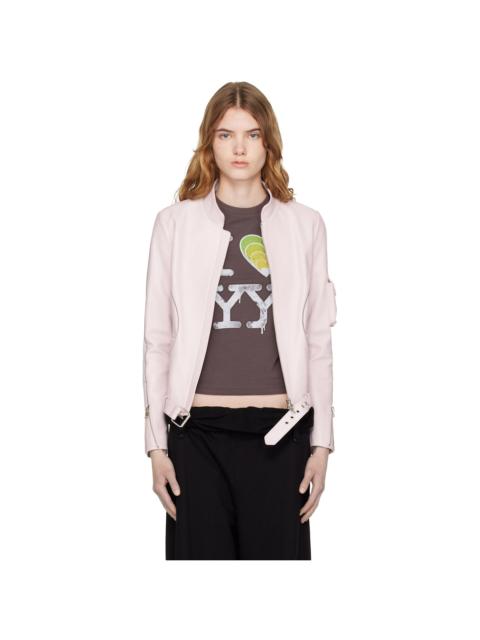 OPEN YY Pink Leather Radius Motor Jacket