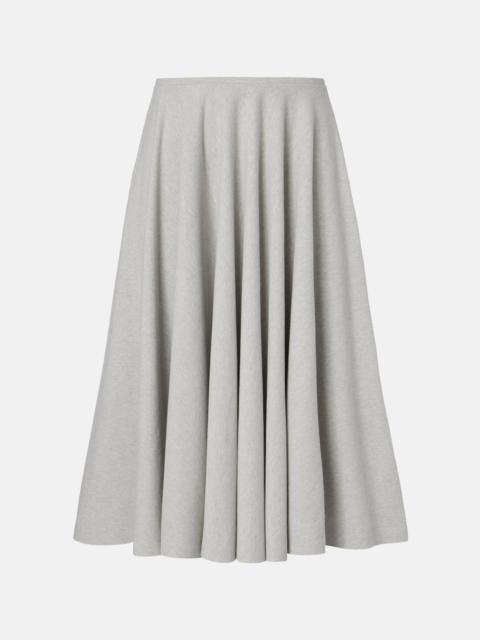Cotton-blend midi skirt