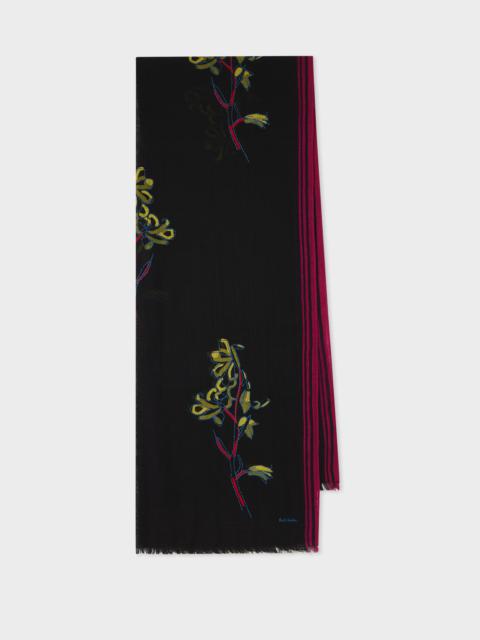 Women's Black 'Ruth Floral' Embroidered Scarf