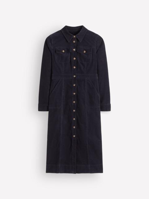 BODEN Fleur Cord Midi Dress-Navy