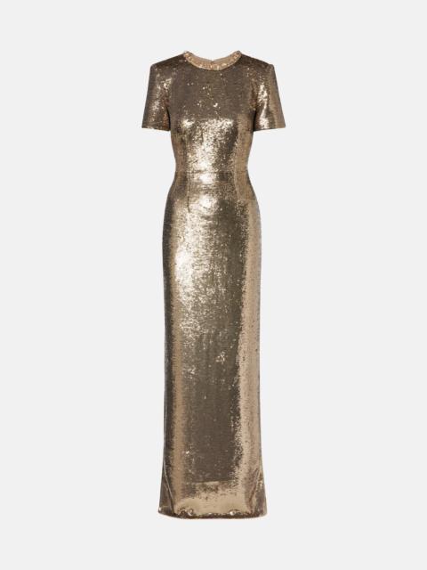 ROLAND MOURET Crystal-embellished sequined gown