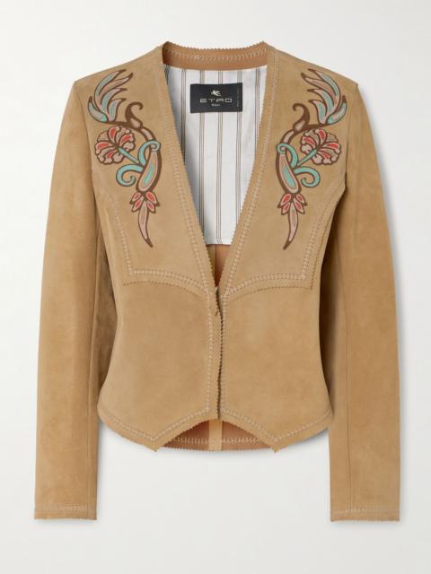Etro Appliquéd suede jacket Sand