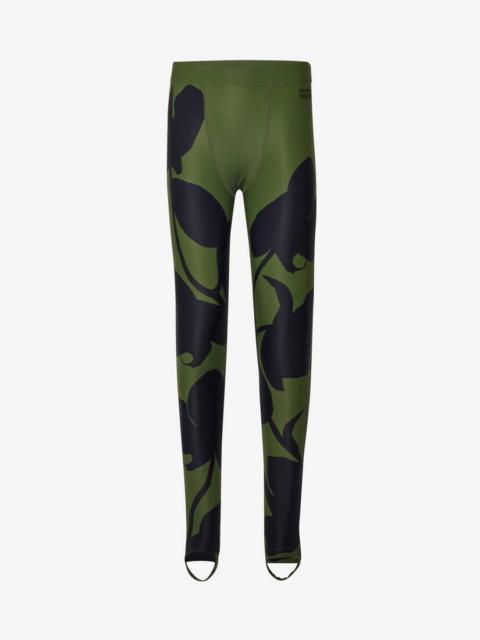 Alexander McQueen Men's Orchid Leggings in Khaki/black