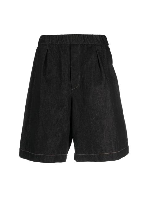 mélange-effect denim shorts