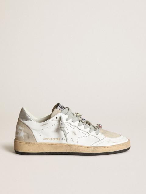Ball Star LAB sneakers in white leather with perforated star and lace accessories with multicolored 