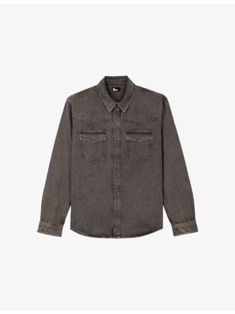 The Kooples Faded-Wash Chest-Pocket Denim Shirt
