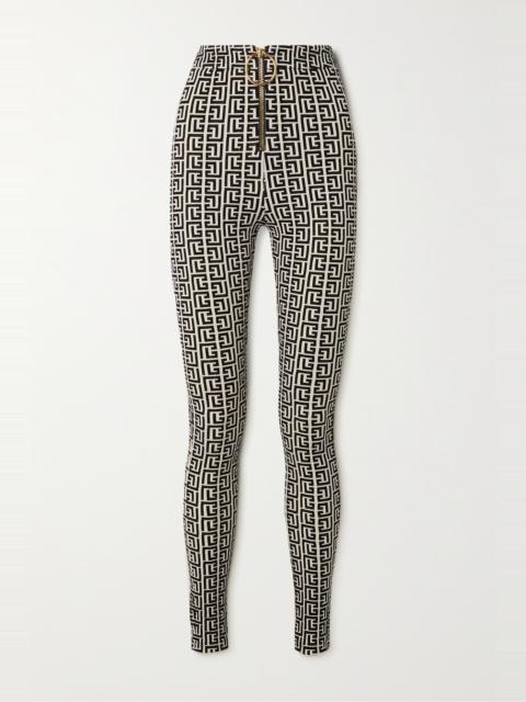 Balmain + Rossignol embellished flocked jersey leggings