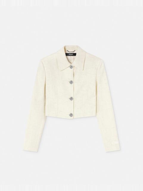 VERSACE Malfilé Silk-Blend Crop Jacket