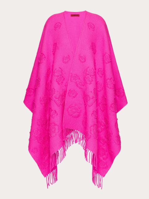 Valentino 3D FLOWERS WOOL BLEND PONCHO