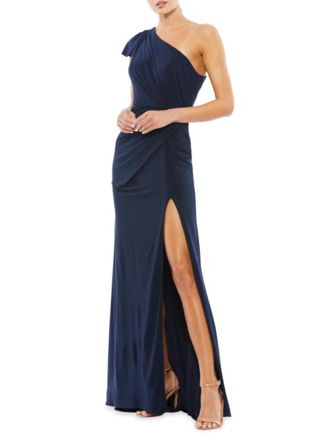 MAC DUGGAL Women's One-Shoulder Draped Jersey Sheath Gown - Midnight