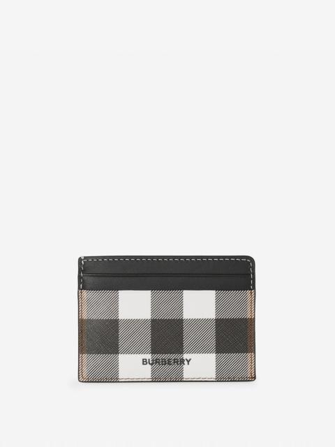 Check Print and Leather Card Case