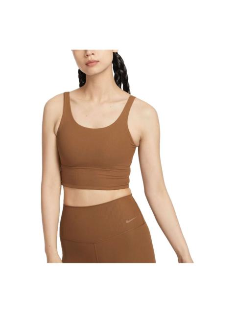 Nike (WMNS) Nike Zenvy Rib Light-Support Padded Longline Sports Bra Asia Sizing 'Light British Tan' HF154