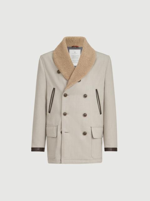 Brunello Cucinelli Wool and cashmere cavalry coat with thermore® padding and shearling collar