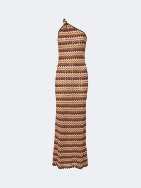 FAITHFULL Joie chevron one-shoulder lamé maxi dress