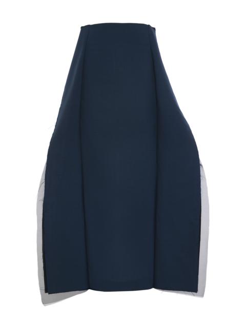 A.W.A.K.E. MODE Silk-Wool Structured Panelled Midi Skirt navy