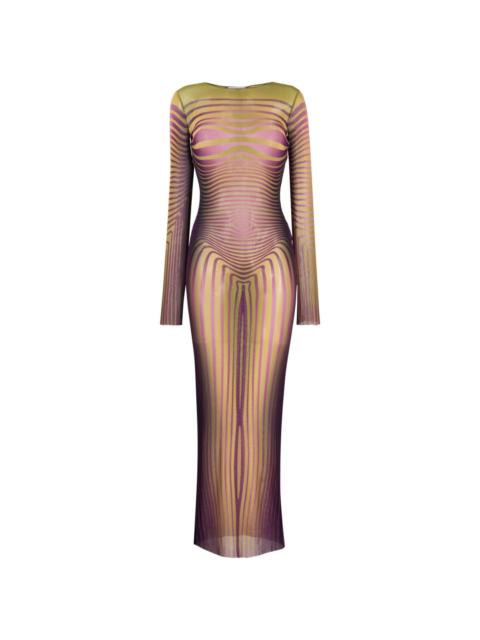 Jean Paul Gaultier Body Morphing striped sheer dress