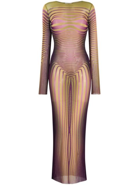 Body Morphing striped sheer dress