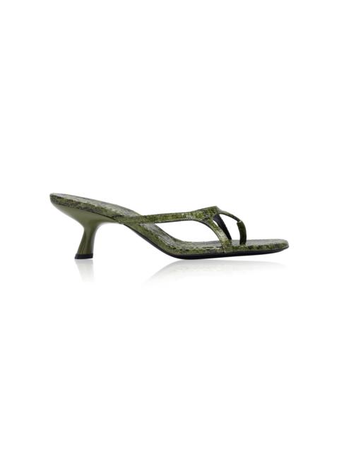 CHRISTOPHER ESBER Harlowe Textured Leather Heeled Mules green