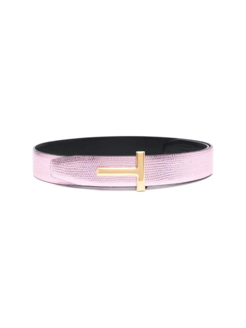 logo-buckle leather belt