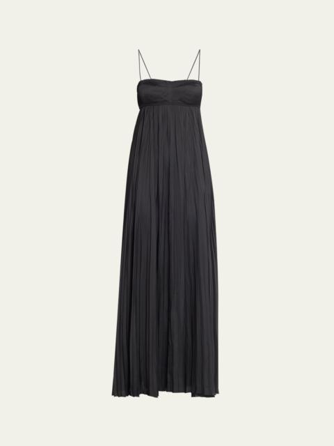 Valira Pleated Empire-Waist Gown