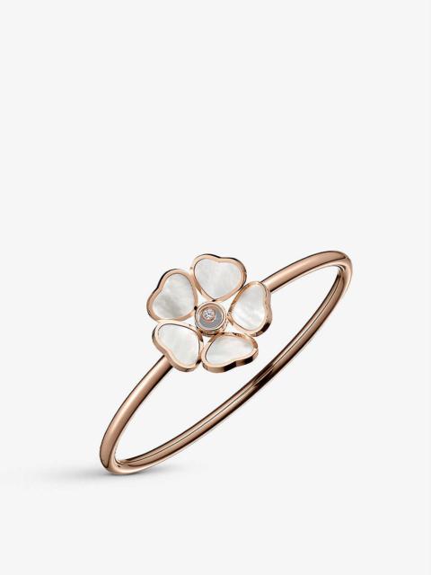 Happy Hearts Flower 18ct rose-gold, 0.05ct diamond and mother-of-pearl bracelet