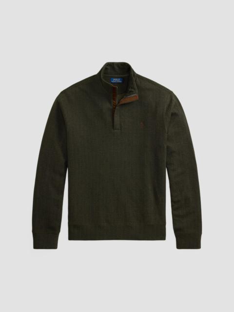 Polo Ralph Lauren Men's Herringbone-Print Jersey Quarter-Zip Sweater - Green Multi