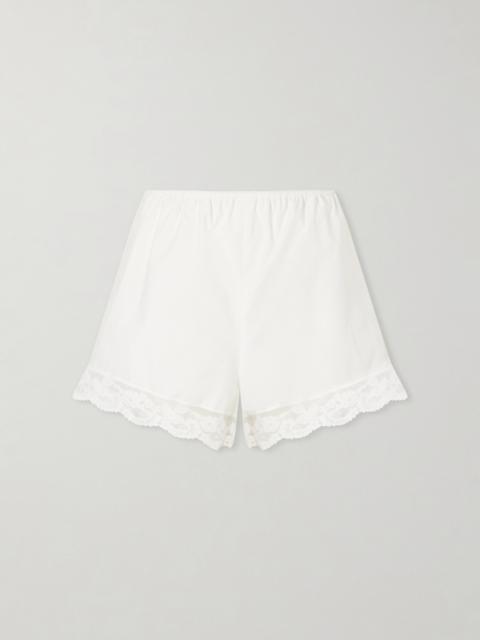FAITHFULL Cristina Lace-trimmed Cotton-poplin Shorts