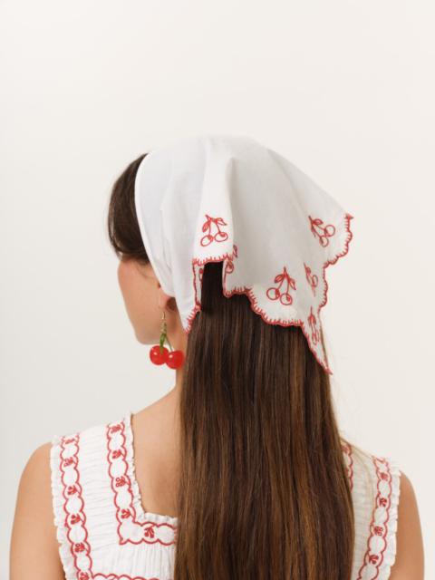 For Love & Lemons Cherry Embroidred Poplin Headscarf