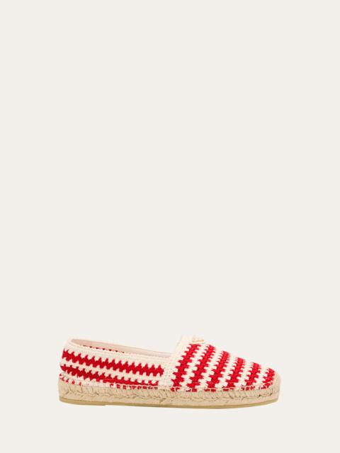 Prada Striped Cotton Crochet Espadrilles