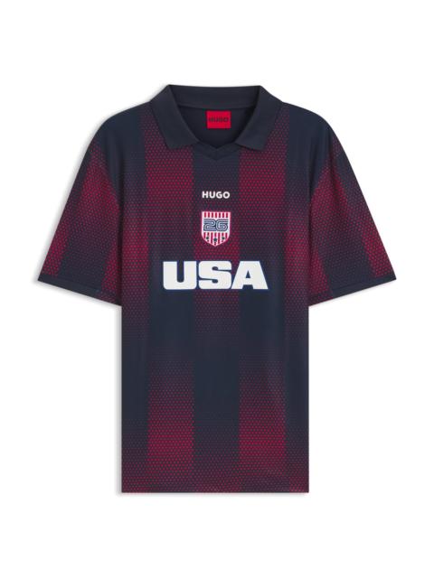 HUGO RELAXED-FIT SOCCER T-SHIRT WITH NATION DETAILING