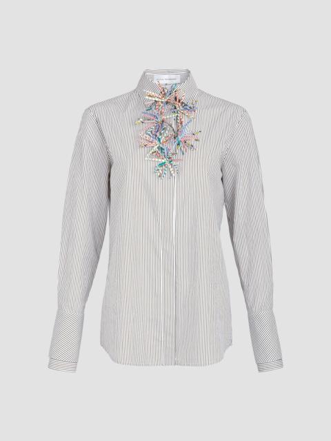 SILVIA TCHERASSI Women's Karena Appliquéd Striped Cotton Shirt - Brown Stripes