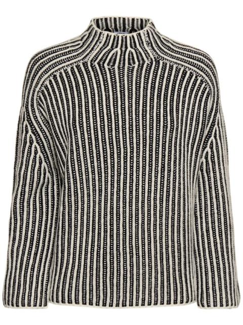 Mock neck wool blend knit sweater