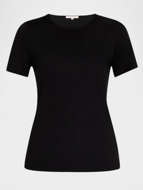 Lafayette 148 New York Ribbed Crewneck Cotton T-Shirt