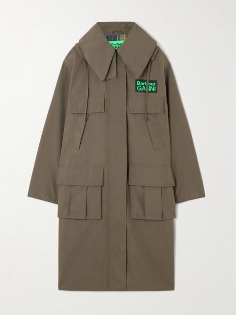 Barbour + Ganni Ruffled Hooded Shell Coat