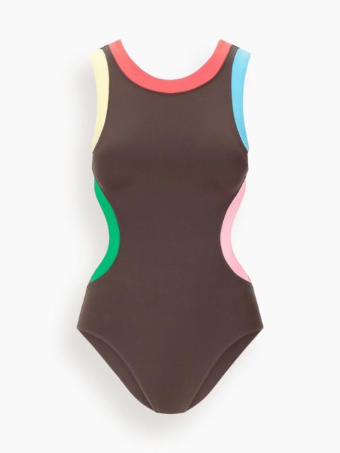 STAUD Dolce One Piece in Dark Chocolate Multi