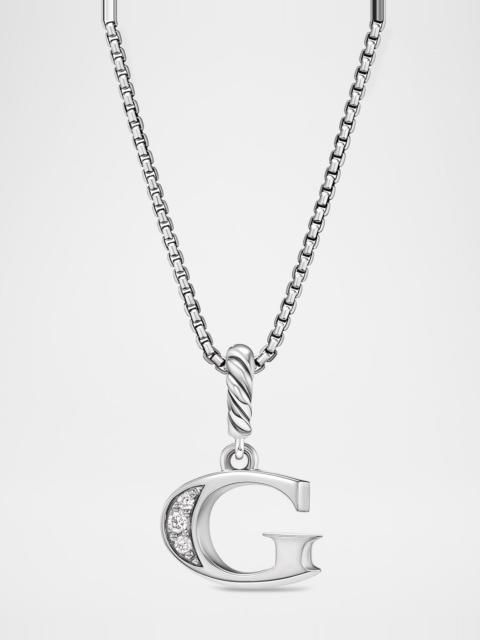 DAVID YURMAN Pave Initial Pendant Necklace with Diamonds in Silver, 17mm
