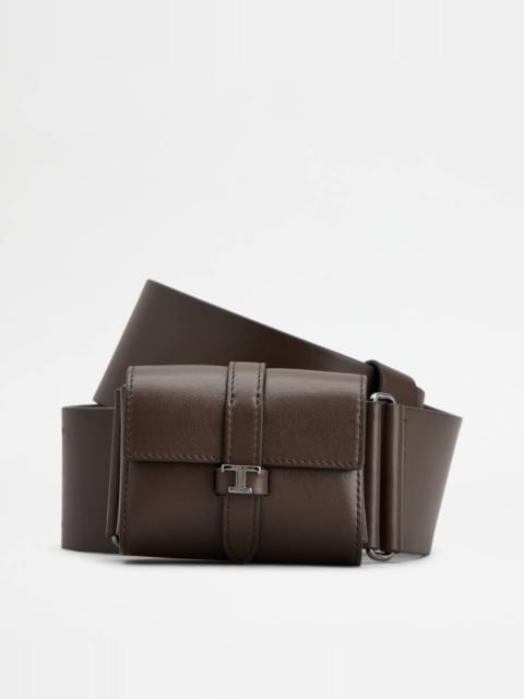Tod's BELT WITH MICRO BAG IN LEATHER - BROWN