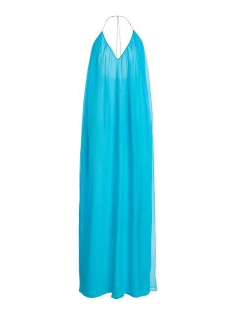 SEV Voile Maxi Halter Dress blue