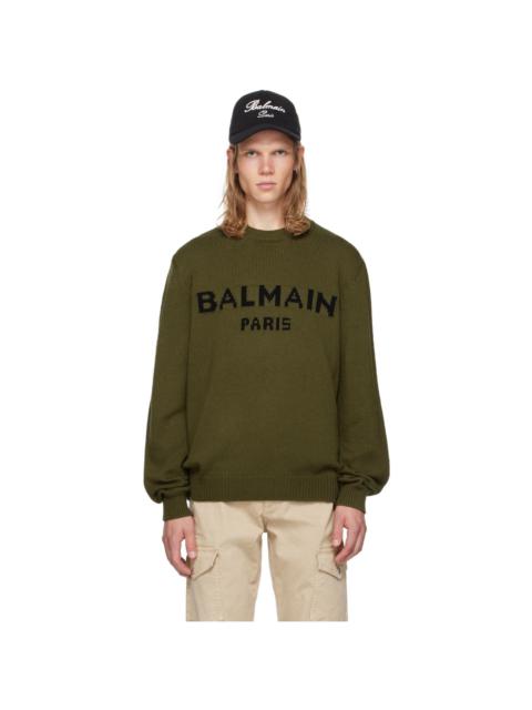 Khaki Wool 'Balmain Paris' Sweater