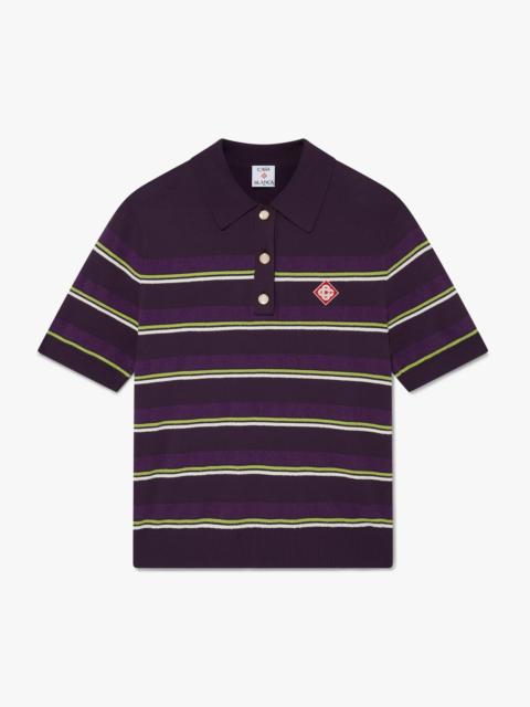CASABLANCA Purple & Green Striped Fitted Polo Shirt | Casablanca Paris