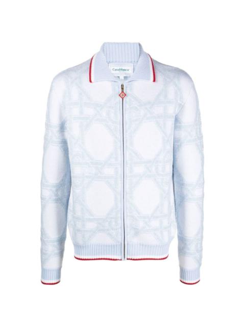 Shop Casablanca Monogram Zip Cardigan